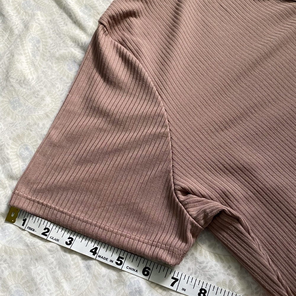 Forever Rose ribbed stretchy collared shirt dress (midi), mauve - Picture 6 of 7